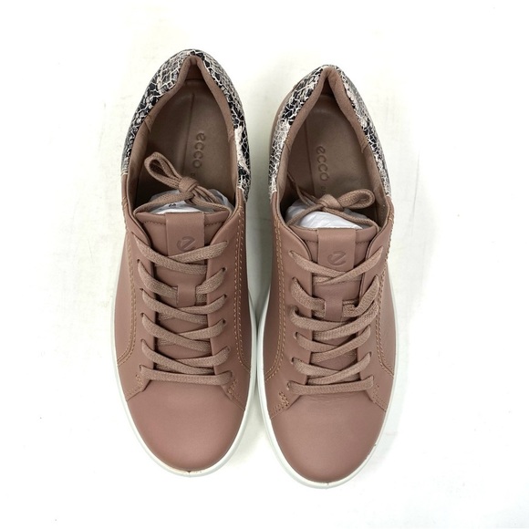 ECCO SOFT 7 LADIES 470343 Leather Sneakers Morel Limestone Black - Picture 5 of 9